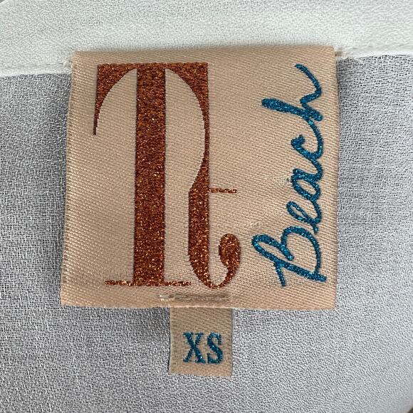 TT Beach Shell Half Sleeve V-Neck Button-Down Tie Waist Erin Maxi Dress Size XS - Picture 9 of 10